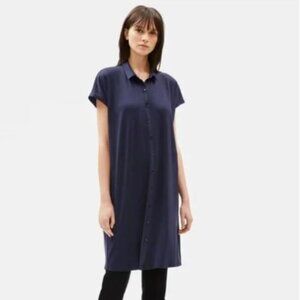 Eileen Fisher Tencel Jersey Midnight Shirtdress Size XL